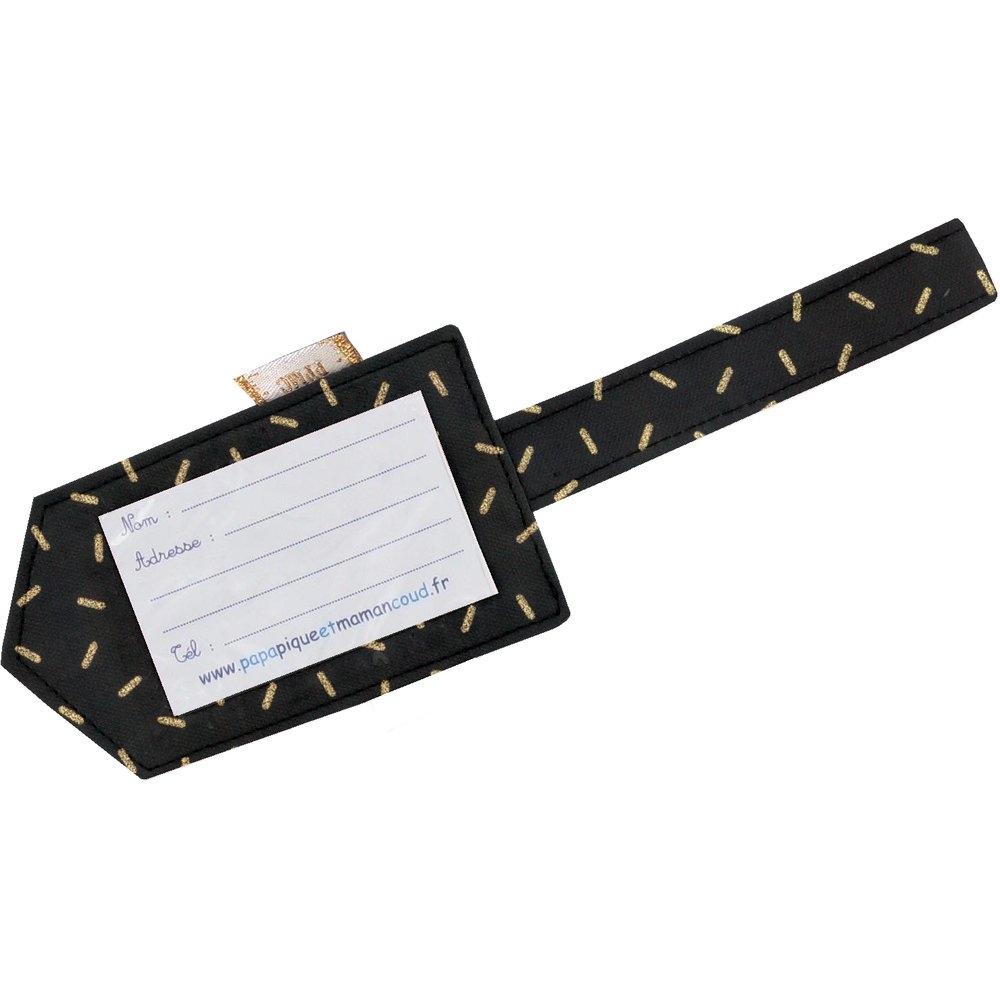 Etiquette Bagage Paille Dorée Noir