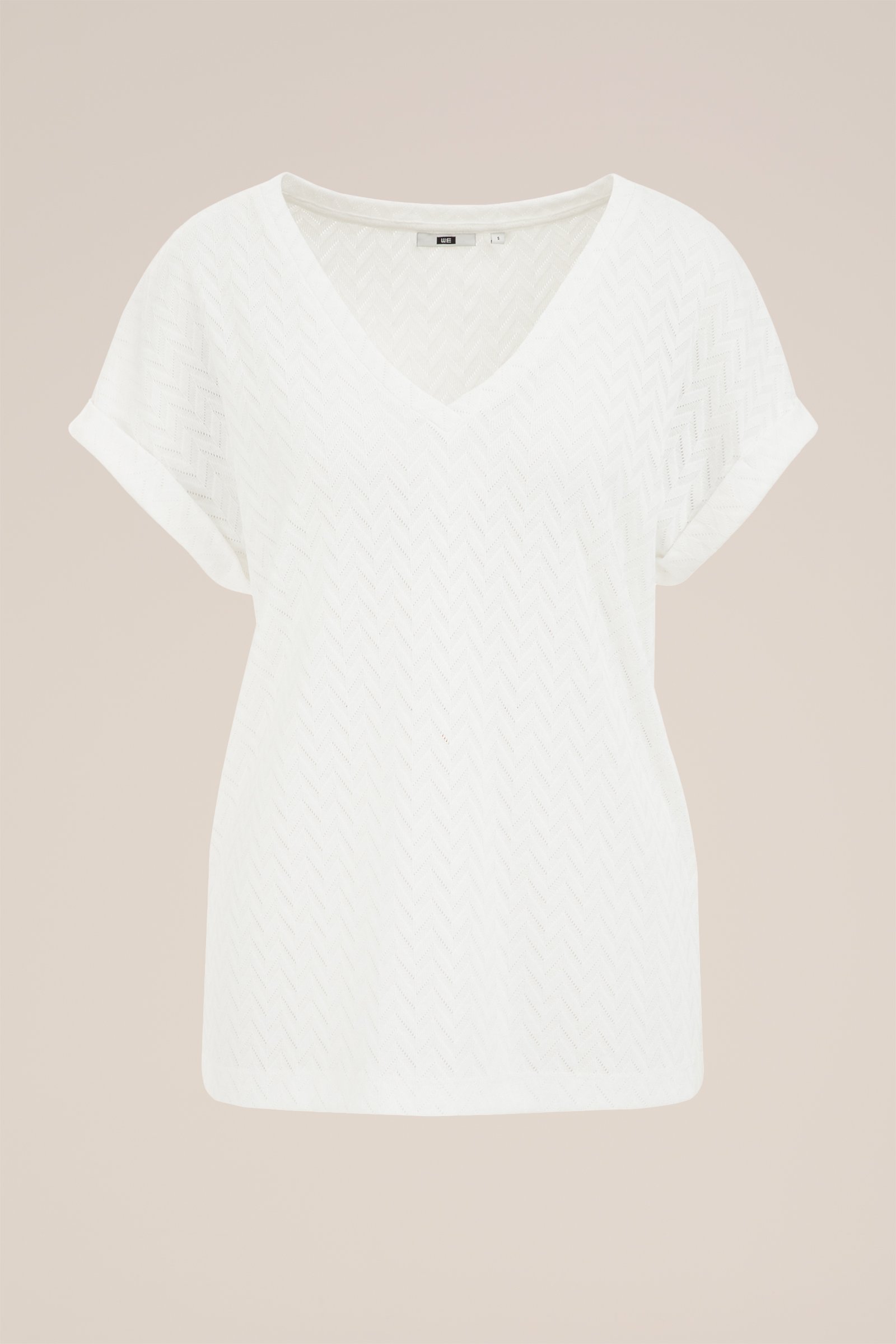 T-shirt met opengewerkt dessin WE Fashion Wit