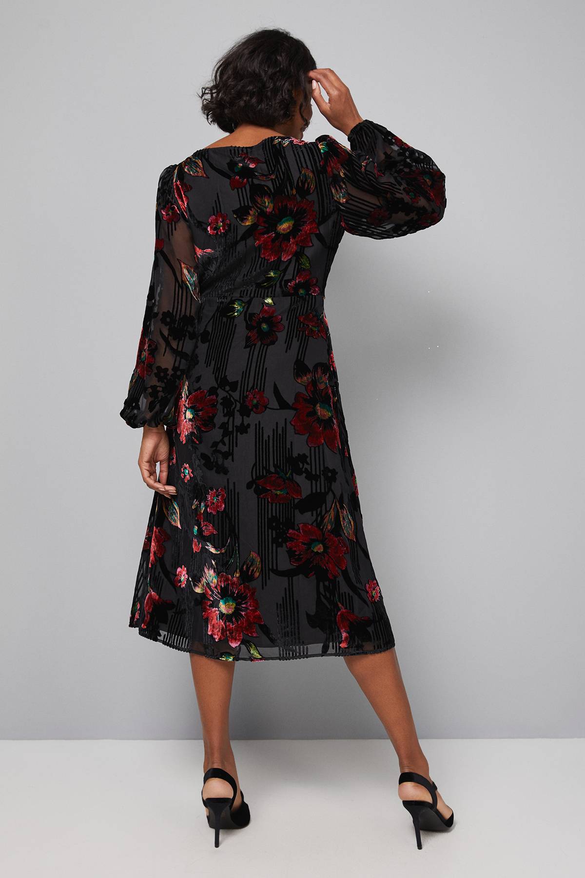 Wallis Robe Midi Drapée Florale Dévoré