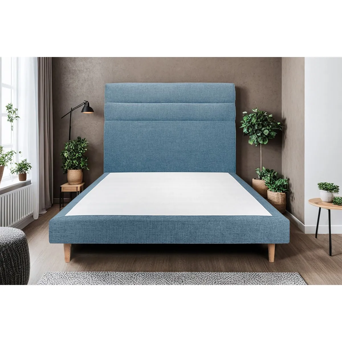 Lit Sommeil de plomb 160x200cm - Tête lignes Bleu