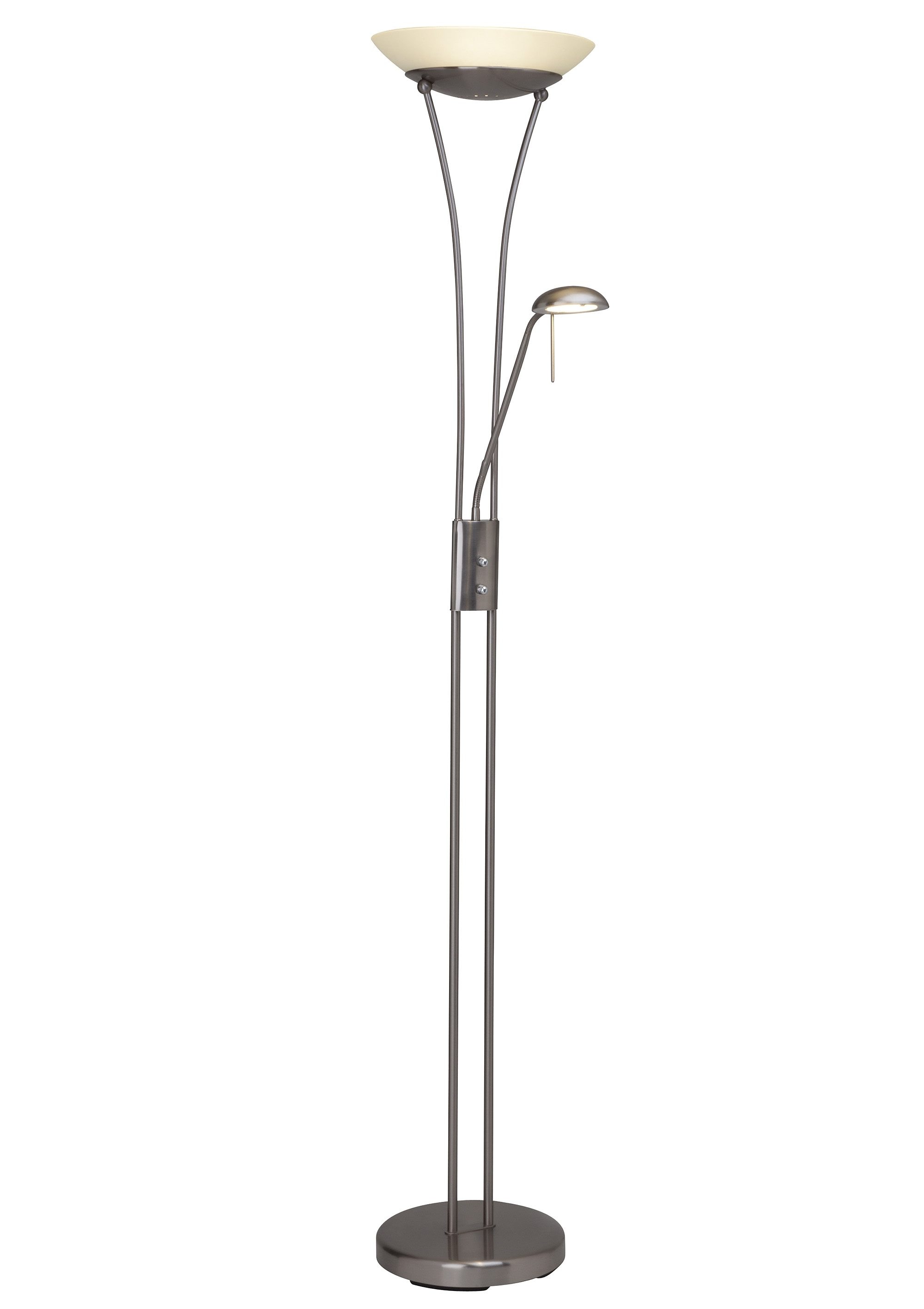 Brilliant LED Deckenfluter »Finn« LED-Modul Lesearm, H 179 cm, dimmbar, 2500 lm, warmweiss, Metall/Glas, eisen/weiss
