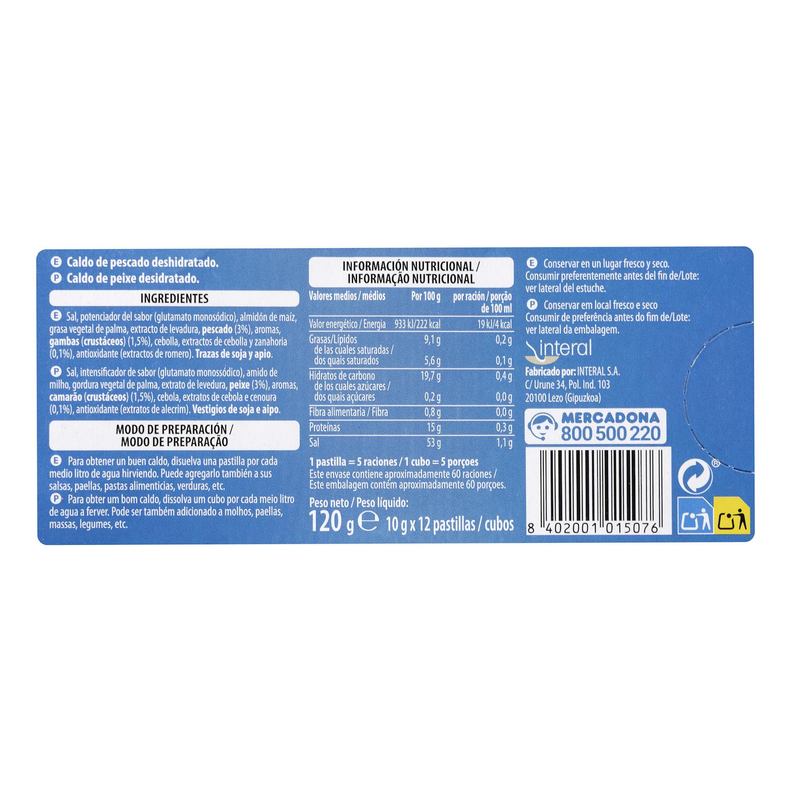 Bouillon de poisson Hacendado en comprimés