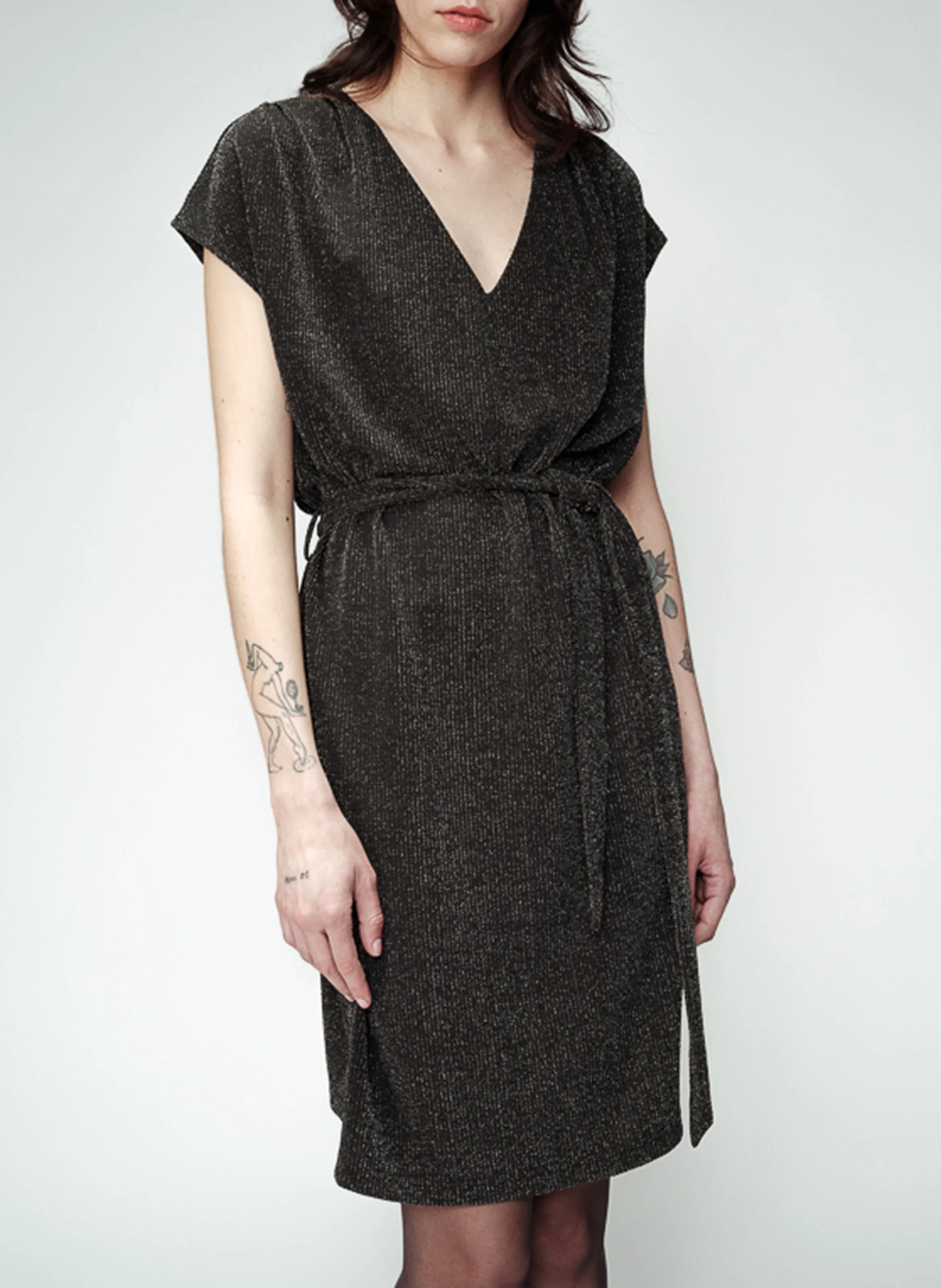 OANA - Robe courte ceinturée| Argent