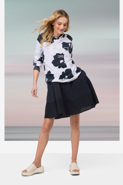 Kleid, Rundhals, Halbarm, weiter Websaum
