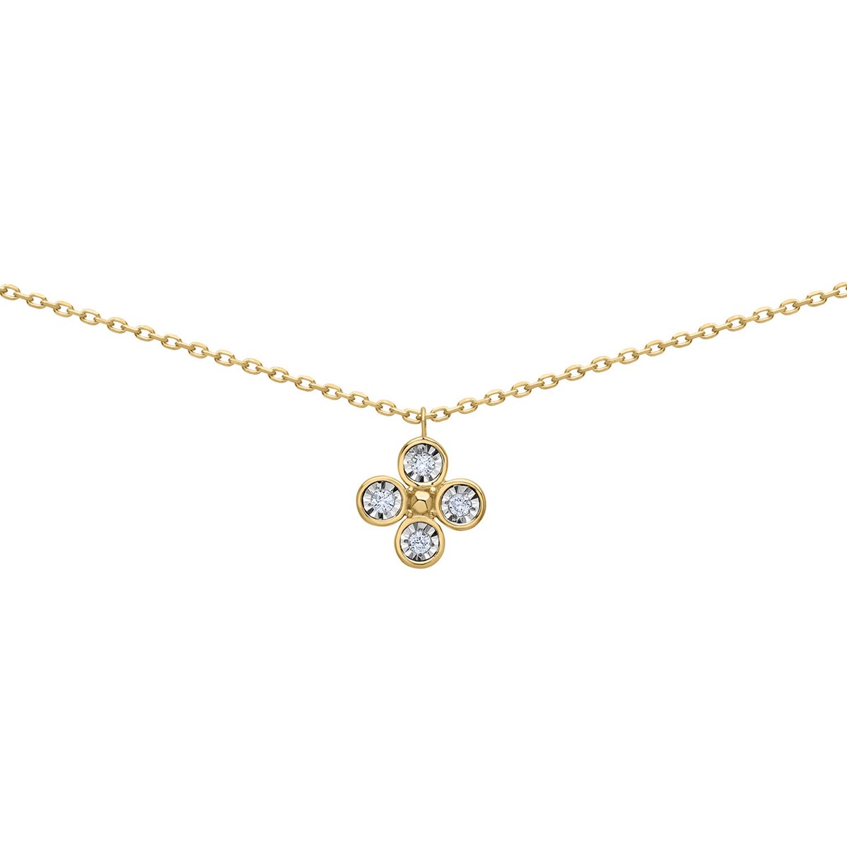 Collier Brillaxis trèfle or jaune diamants