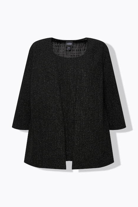 2-in-1-Blusenshirt, Glitzer, V-Ausschnitt, 3/4-Arm