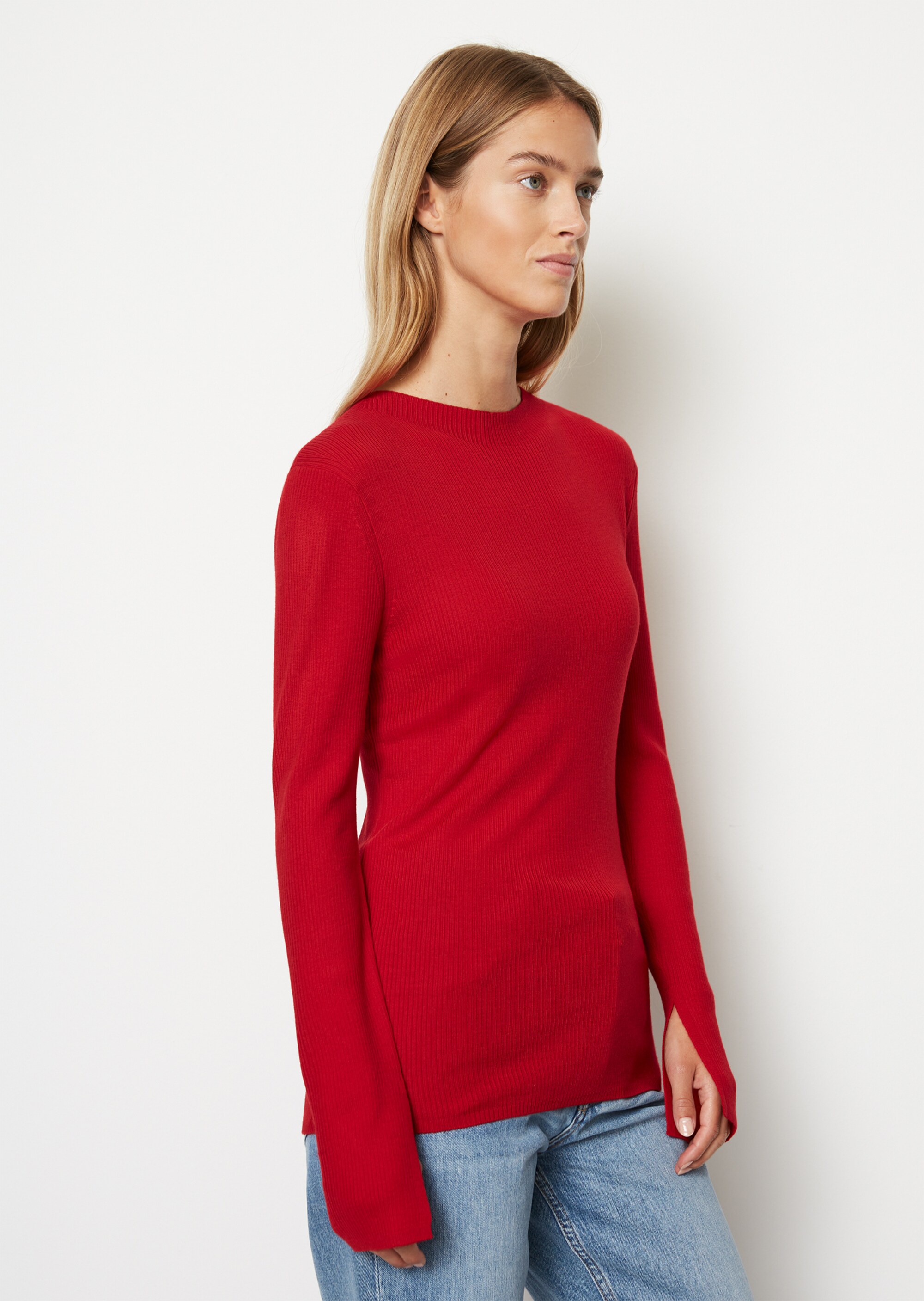 Rippstrickpullover slim aus edler Merinowolle
