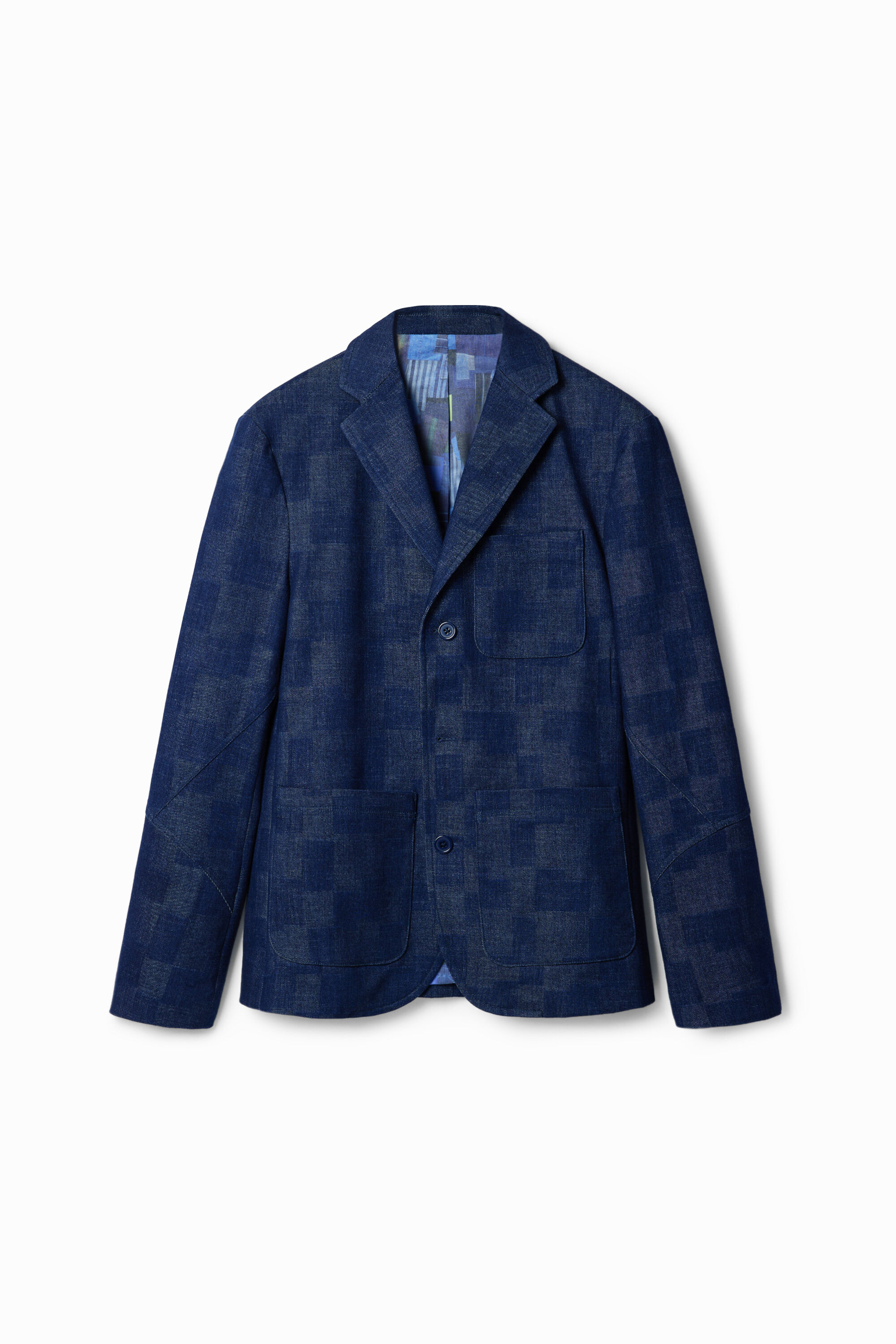 Blazer jean carreaux
