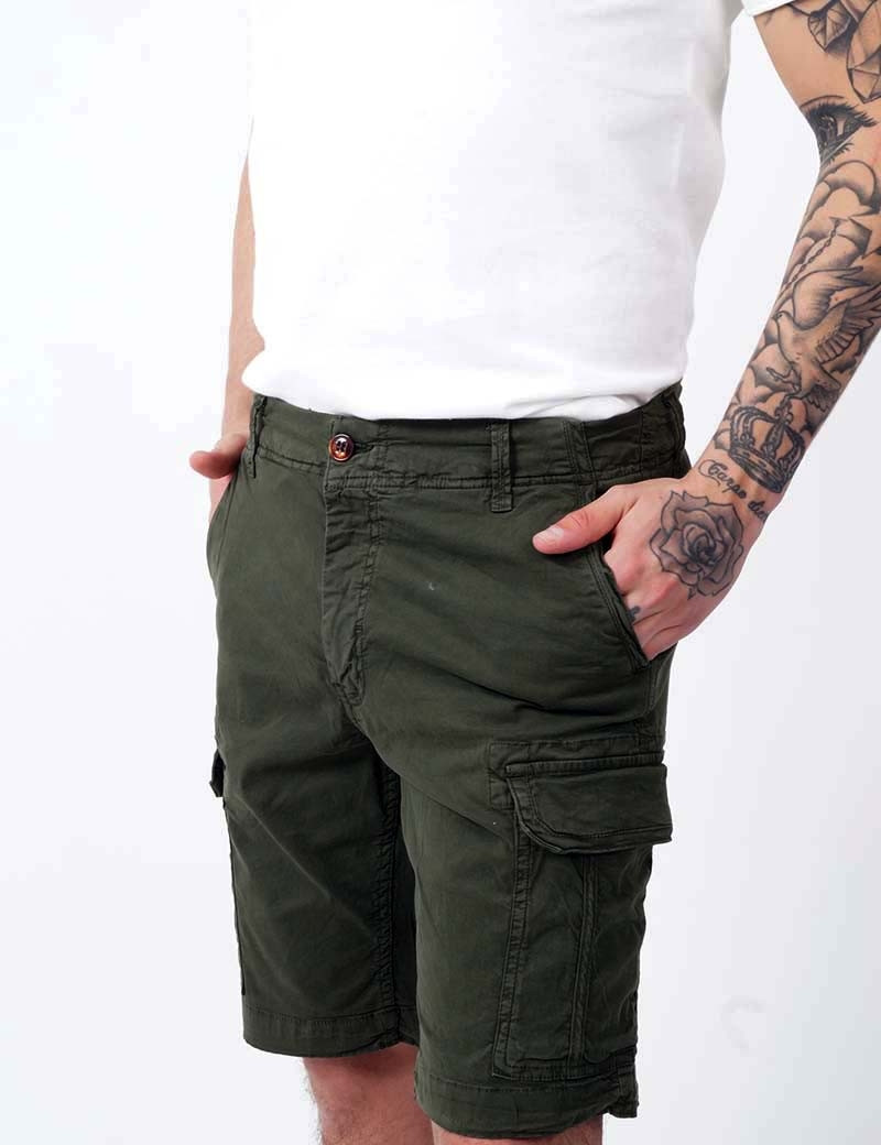 PETROL IND BERMUDA CARGO STRETCH DARK ARMY