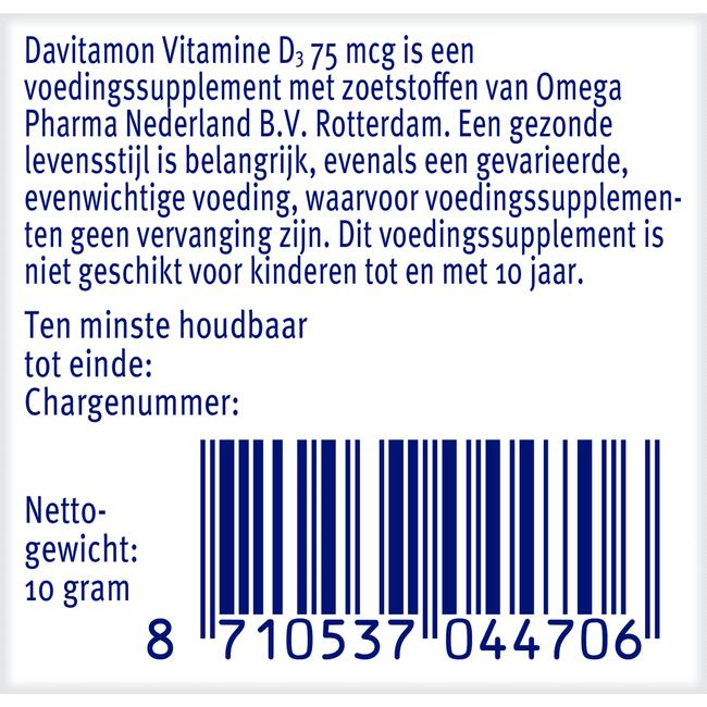 Davitamon Vitamine D 75 MCG 75 smelttabletten