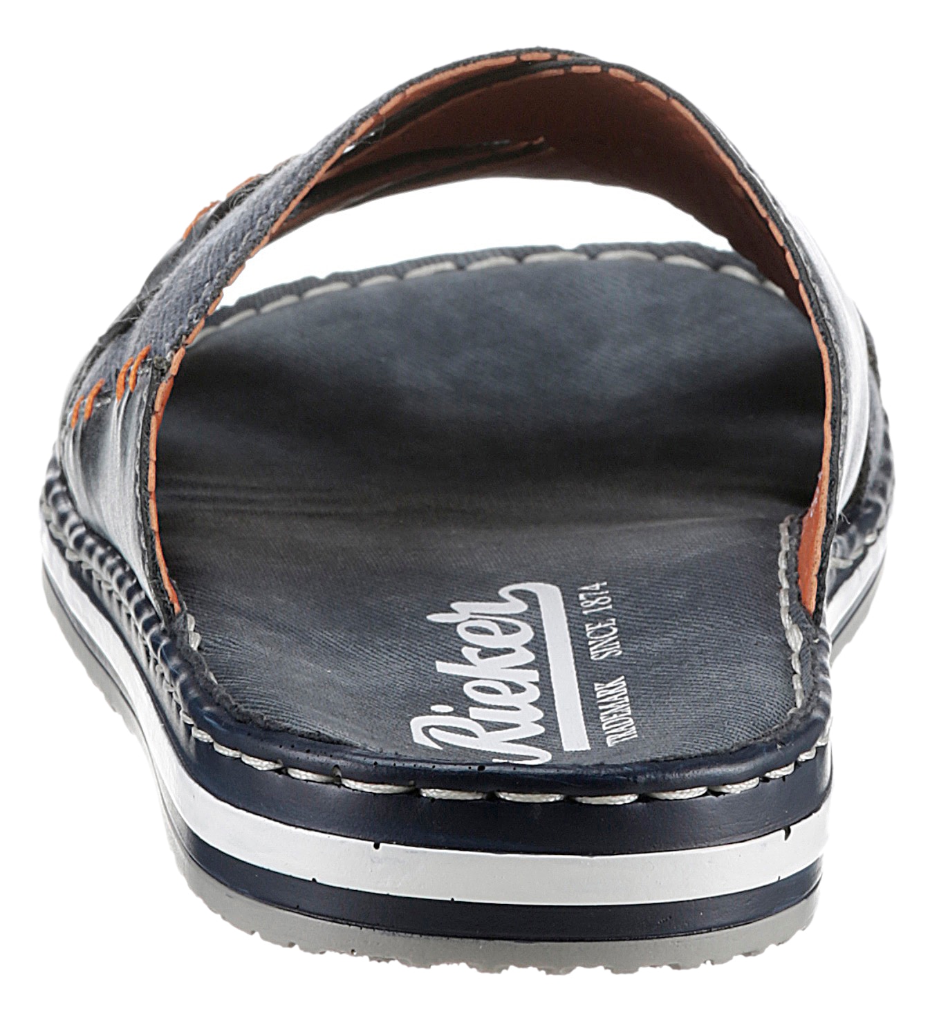 Rieker Pantolette  , Sommerschuh, Schlappen, Poolslides, mit kontrastfarbener Rahmennaht