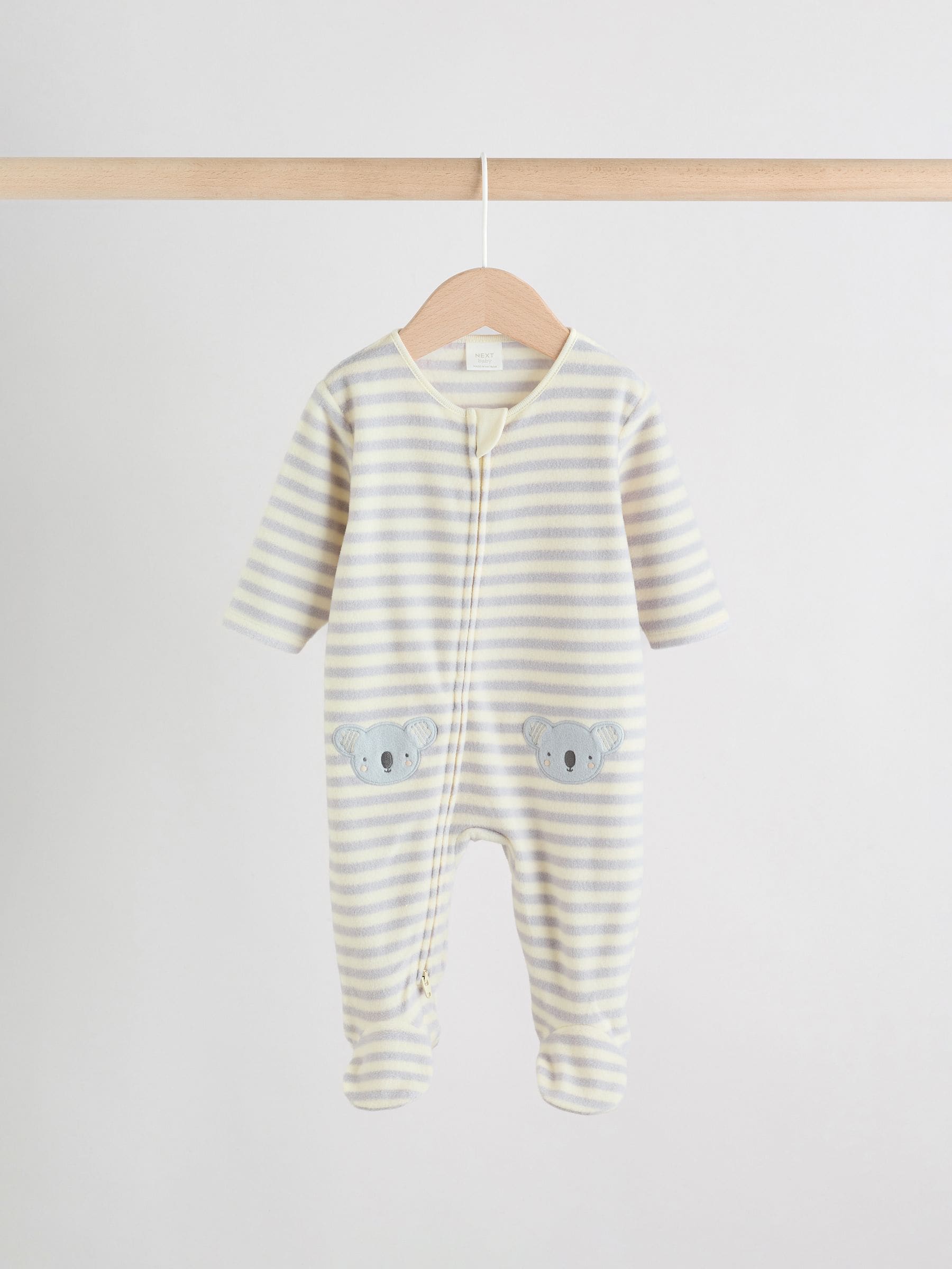 Grijs - Set van 2 baby-onesies van microfleece met tweewegrits