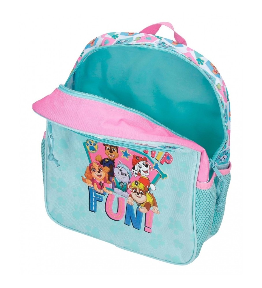 Mochila Joumma Bags Paw Patrol Friendship Fun 33cm adaptável a carrinho turquesa