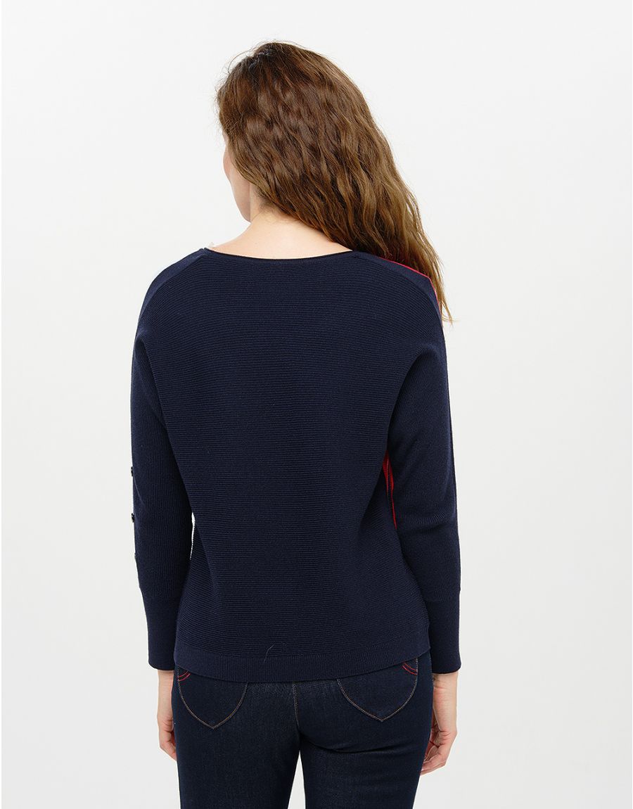 Pull tricolore ample
