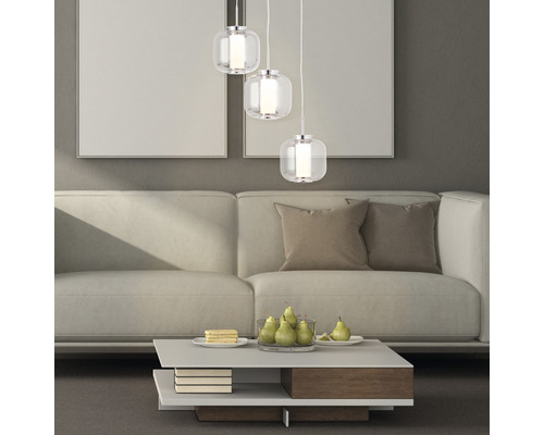 LED hanglamp 3x6W 3x430 lm 3000K HxØ 120x25 cm chroom/gerookt glas