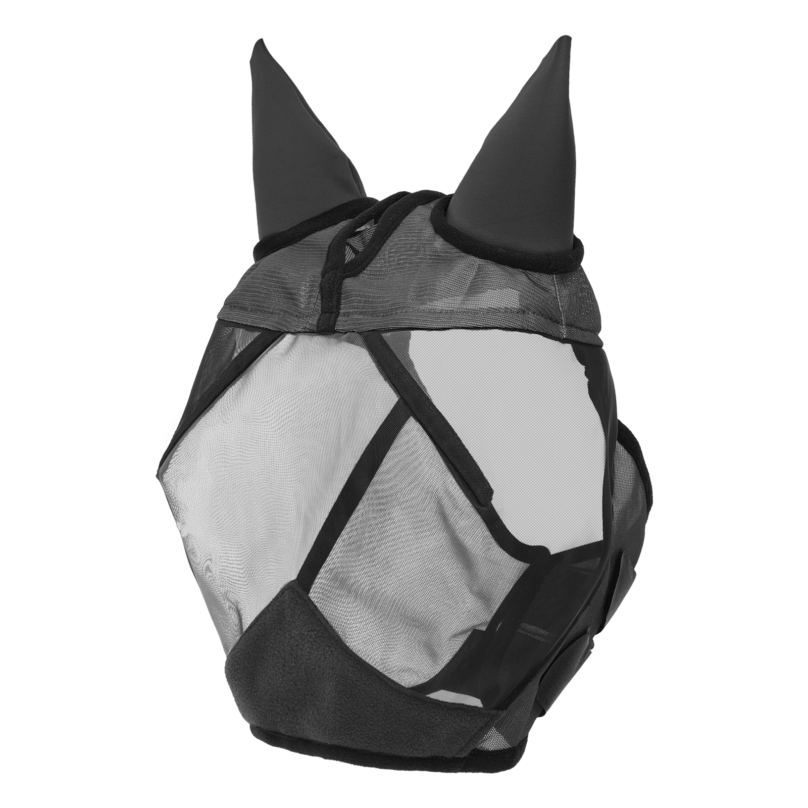 Máscara Nobleza - Máscara anti-mosquitos com protetores de orelha, máscara respirável para cavalos, preta.