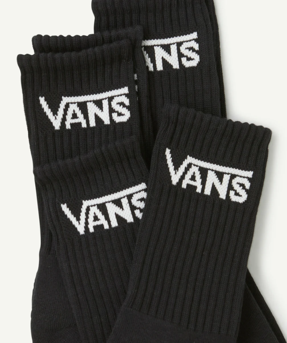 VANSLOT DE 3 PAIRES DE CHAUSSETTES CLASSIC CREW NOIR ET LOGO BLANC