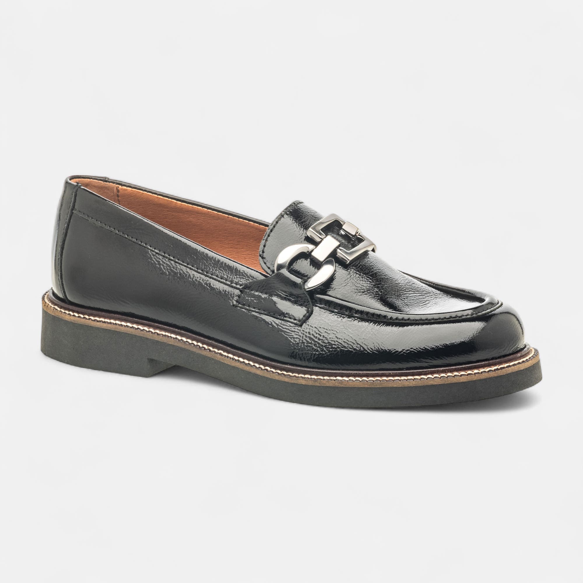 Mocassins Femme en cuir noir vernis