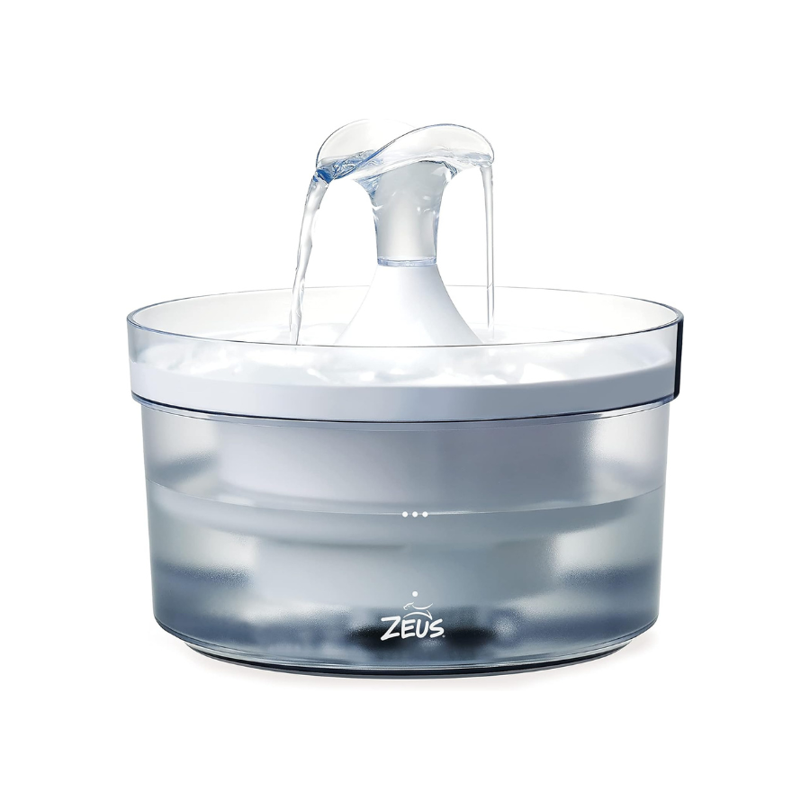 Fonte de água Zeus Fresh & Clear de 1,5L com bico em cascata para cães.