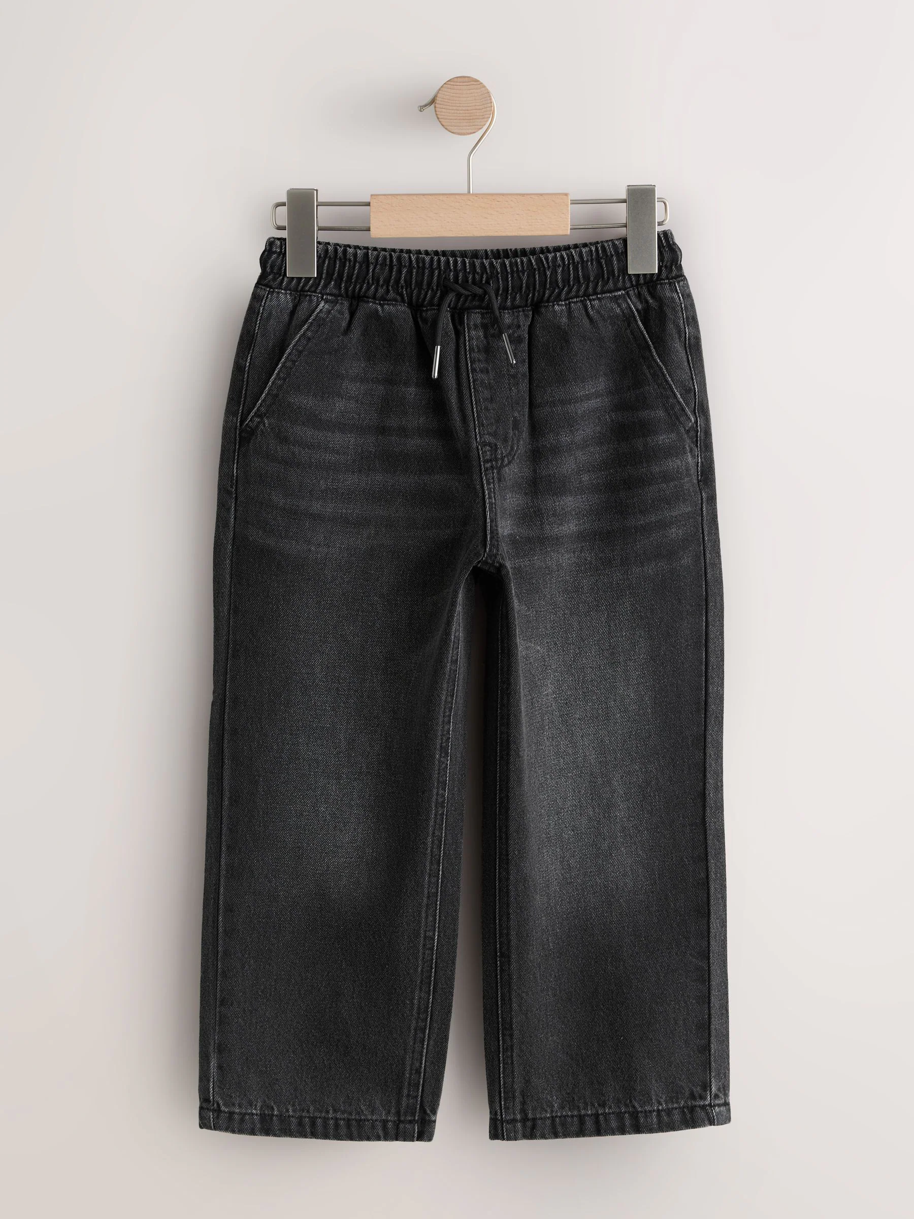 Zwarte wassing - Denim jeans met elastische taille (3-16jr)