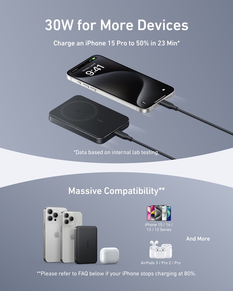 Anker - MagGo Power Bank (10K, Magnetic Wireless) Black 1
