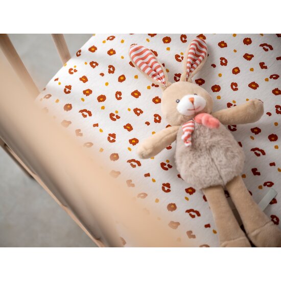 Lot de 2 draps housses   Leopard terre sienne        70 x 140 cm   de               Petit à petit
