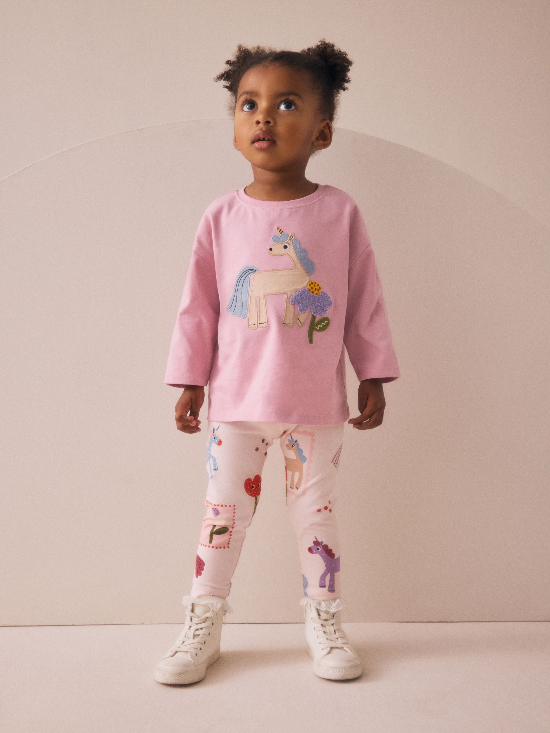 Roze met eenhoornprint - Verpakking van 3 leggings (3 mnd-7 jr)