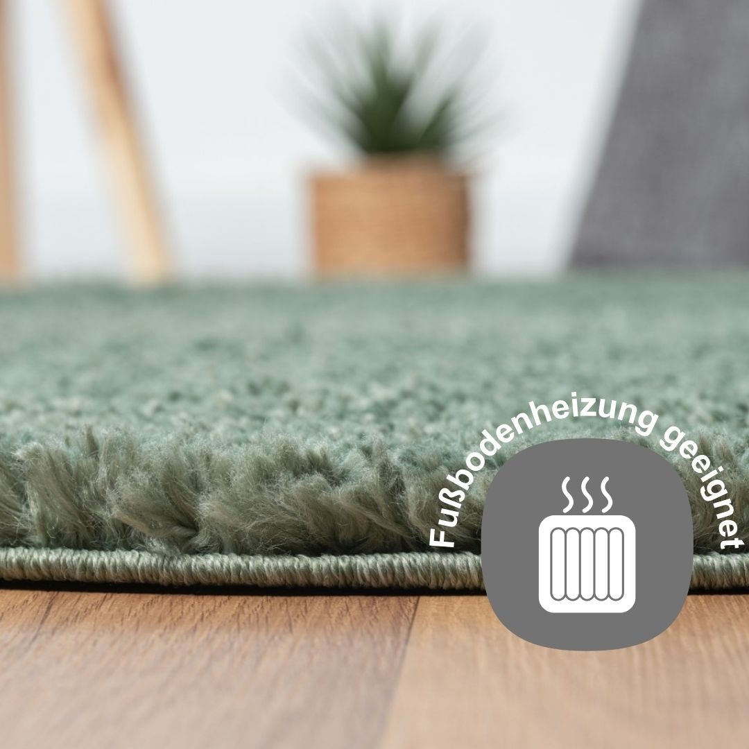 Myflair Möbel & Accessoires Hochflor-Teppich »My Shaggy« rund 37 mm Höhe Shaggy, Uni Farben, leicht glänzend, Microfaser, extra flauschig