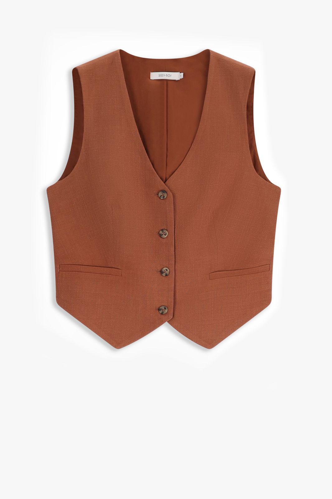 Bruin linnen gilet