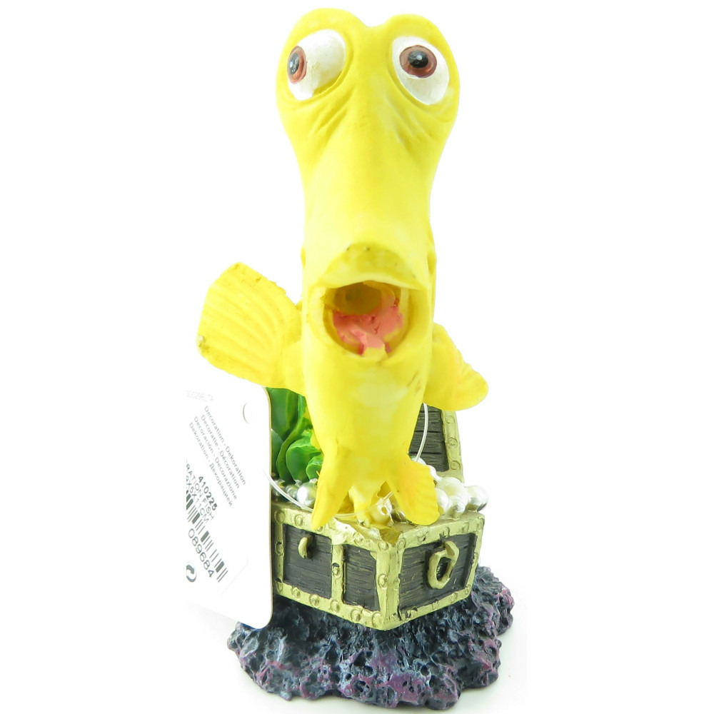 Leto poisson jaune. Taille 9 x 5 x 11 cm. Décoration aquarium.