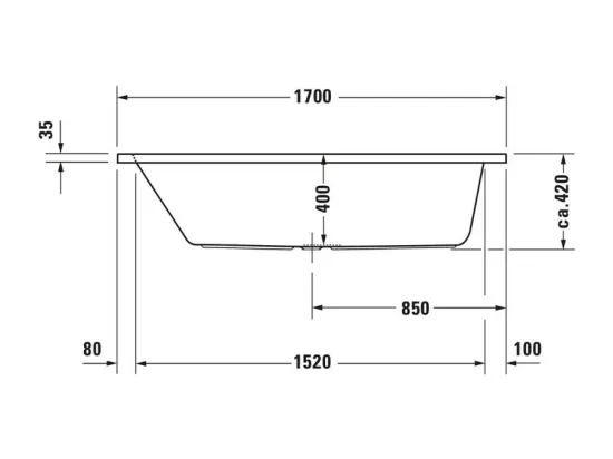 Baignoire droite 170x70 DURAVIT D-Code bonde au centre