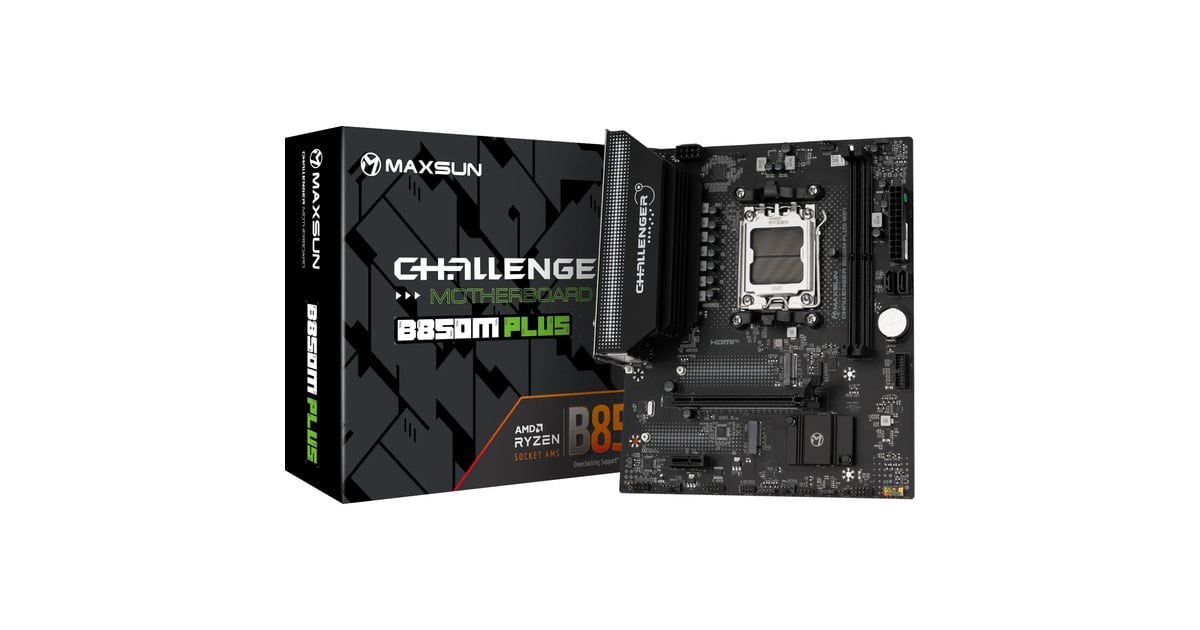 MAXSUNMS-Challenger B850M PLUS WIFI socket AM5 moederbord  (Zwart, RAID, Gb-LAN, WLAN, BT, Sound, µATX)