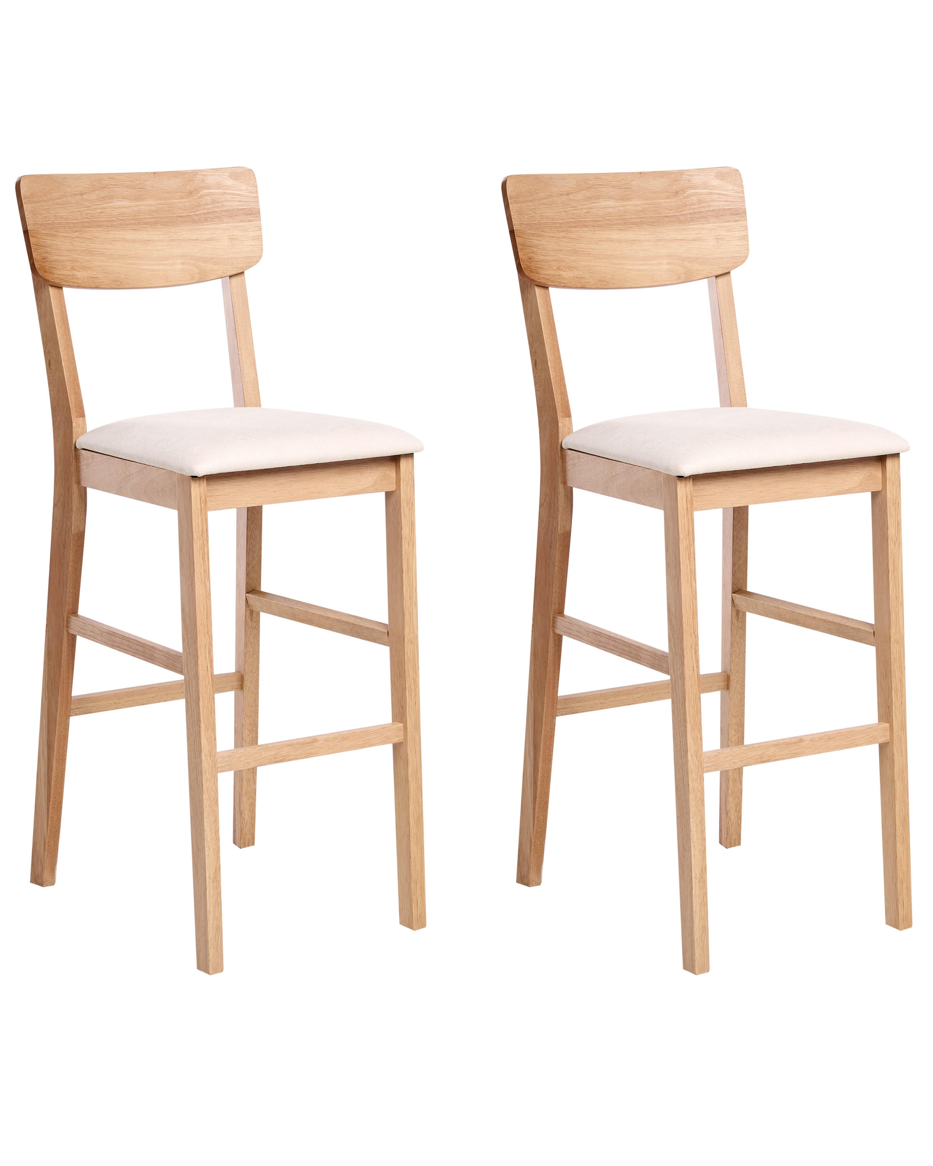 Set van 2 barstoelen AMBLER Hout Lichtbruin/beige