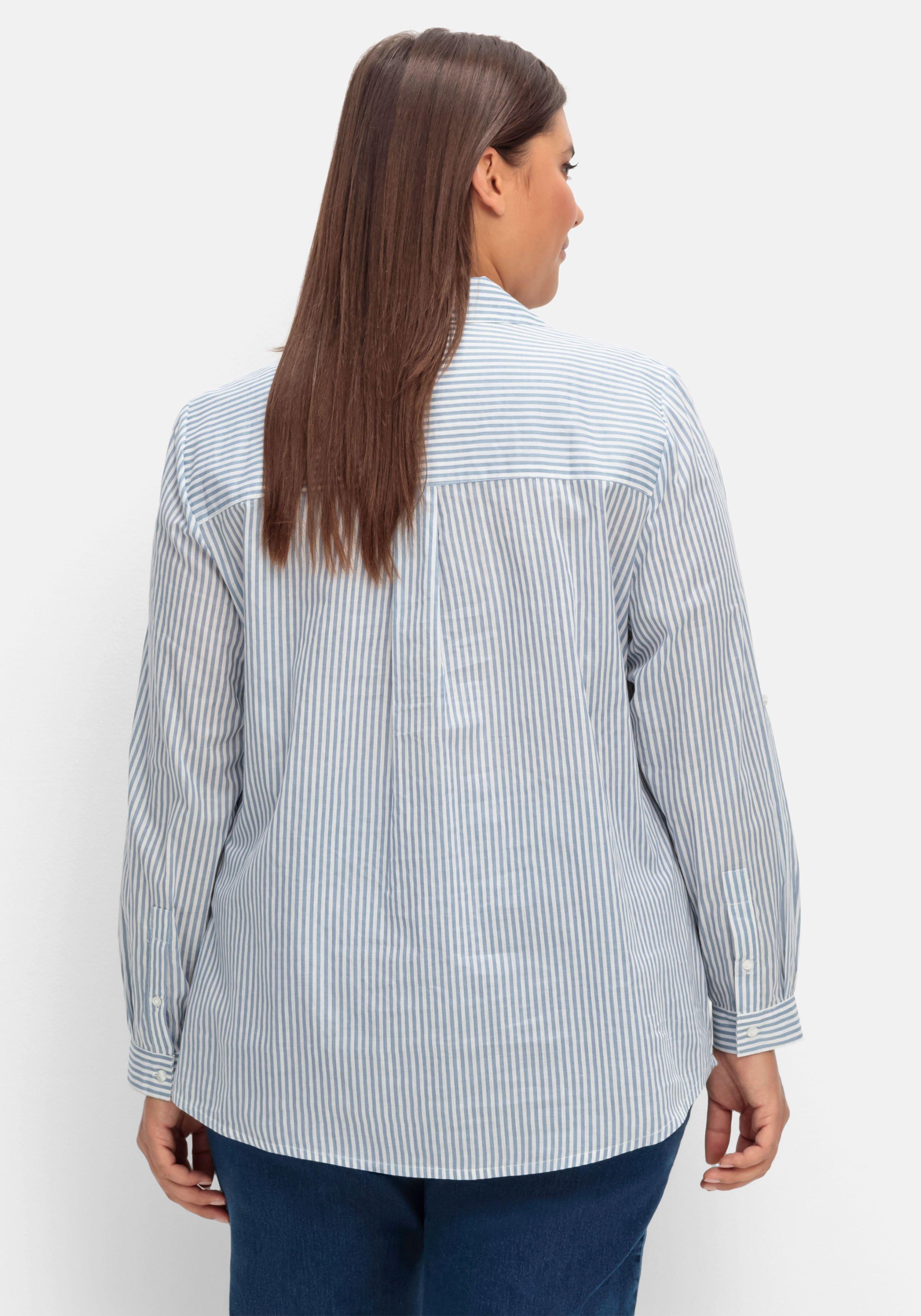 Hemdbluse mit Streifen und Krempelärmeln