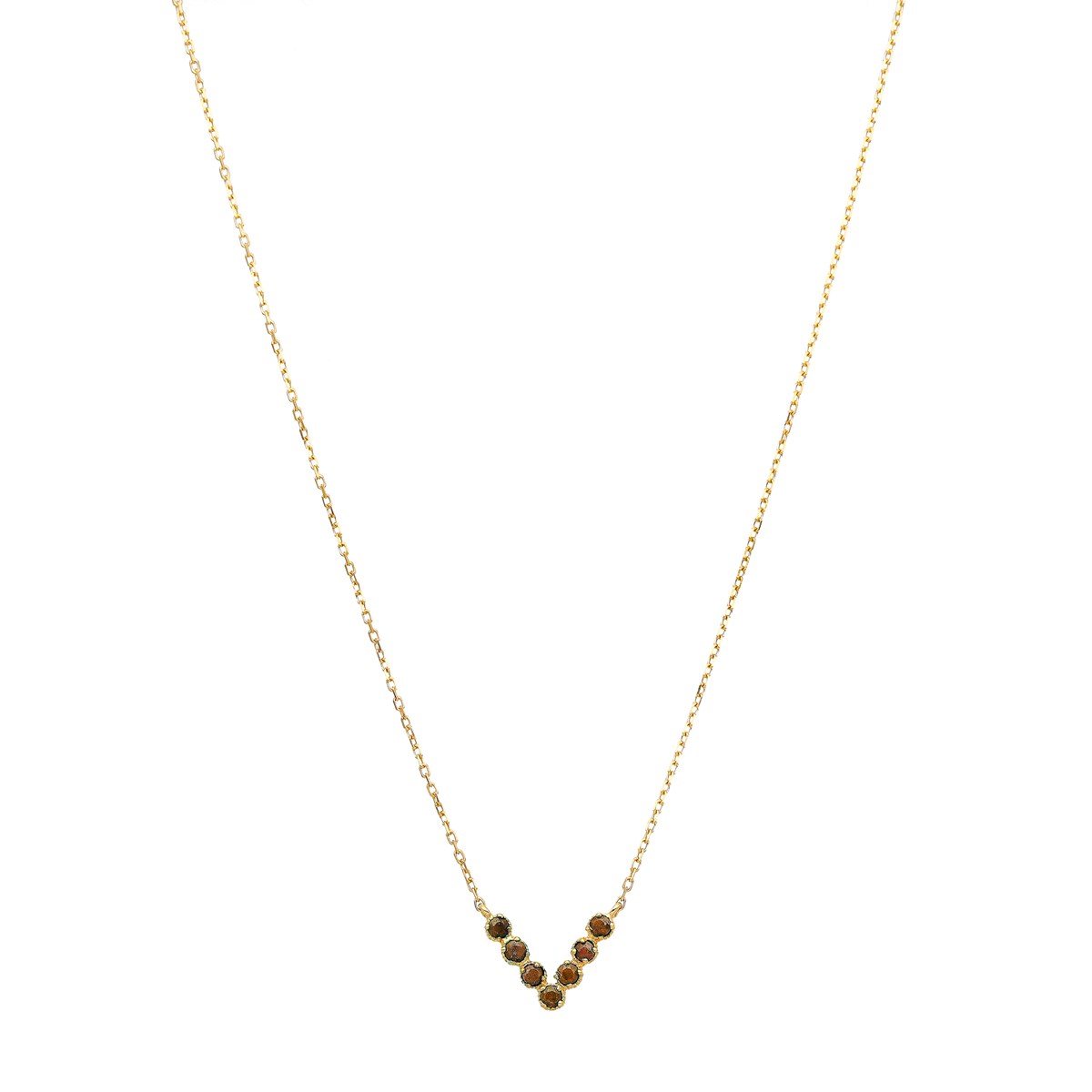 Collier Triangle En Argent Doré Et Pierres Naturelles Quartz Brun38 cm - Mediumcm