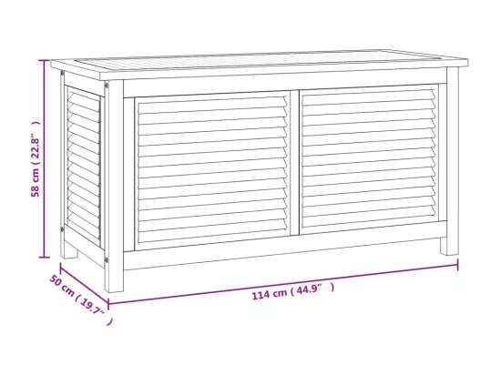 Boîte de rangement jardin et sac 114x50x58 cm bois massif teck