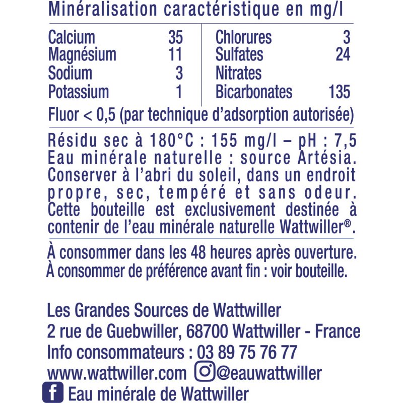 Eau minérale Wattwiller 1L - 12 bouteilles