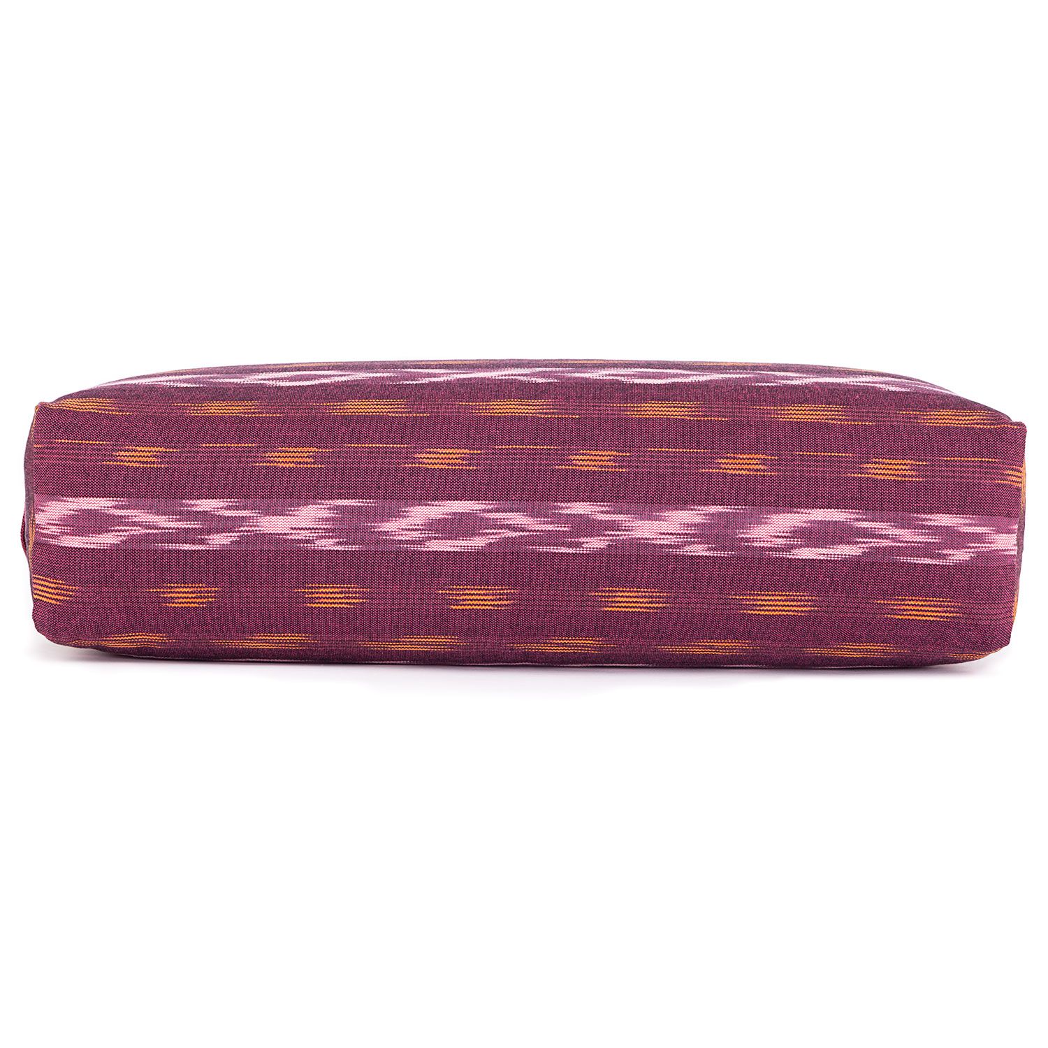 bodhi ETHNO Collection: Salamba (rechteckig) Yoga-Bolster Ikat-Webstoff, weinrot gem., Dinkelhülsen