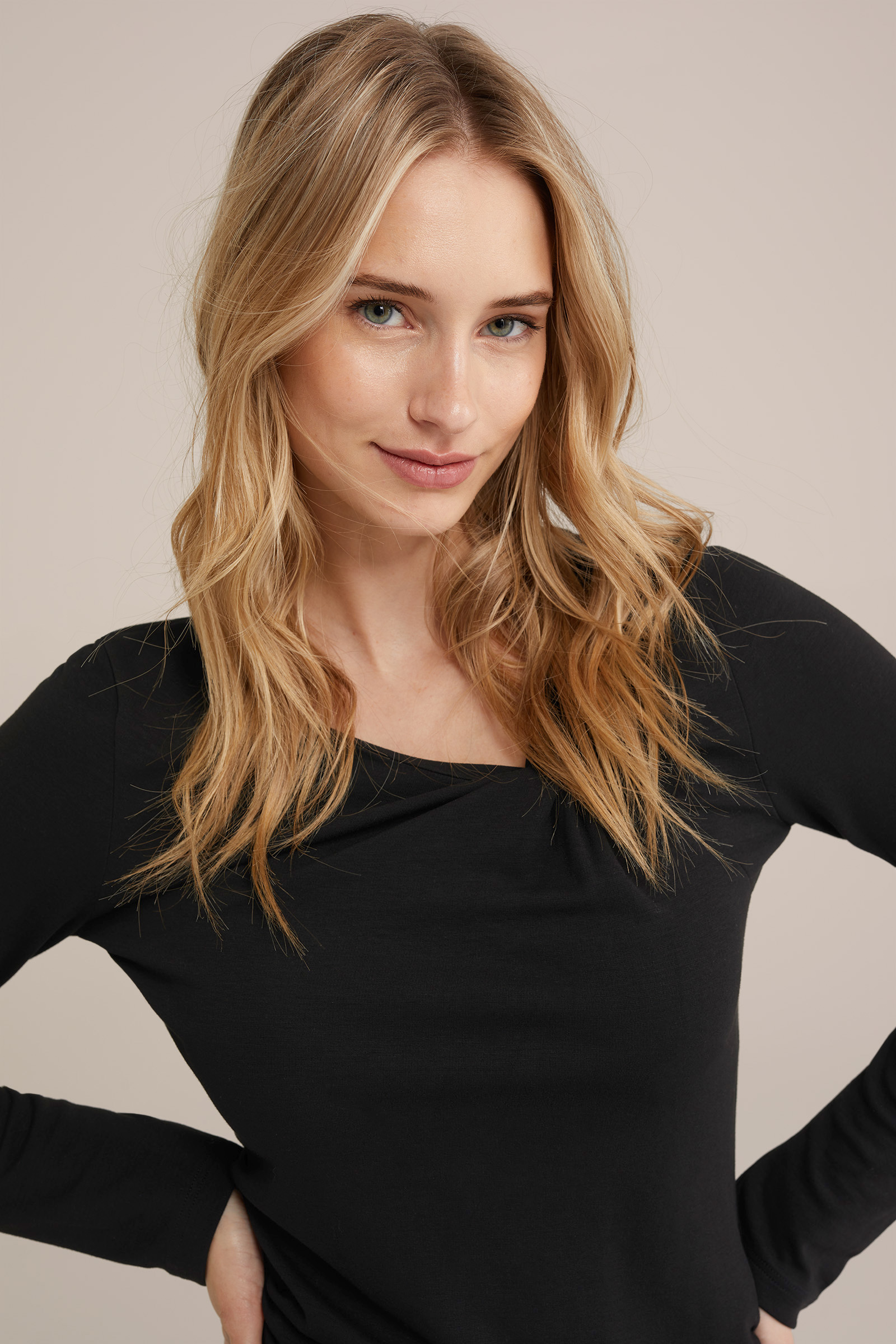 top met knoopdetail WE Fashion Zwart
