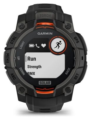 Montre GPS Garmin Instinct 3 Solar - 45 mm Noir avec Bracelet en Silicone Noir