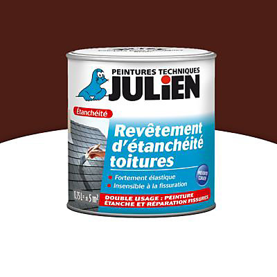 Peinture revêtement d'étanchéité toitures fortement élastique Julien mat brun rouge 0,75L