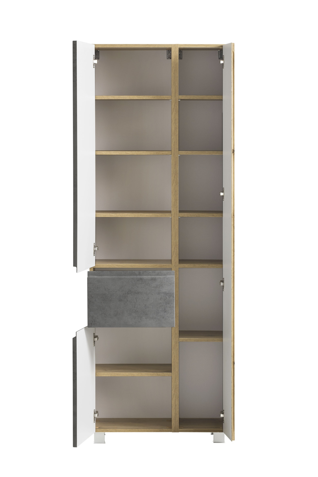 Seitenschrank - Wotaneiche - Oxid Beton - mit Auszug - 65 cm