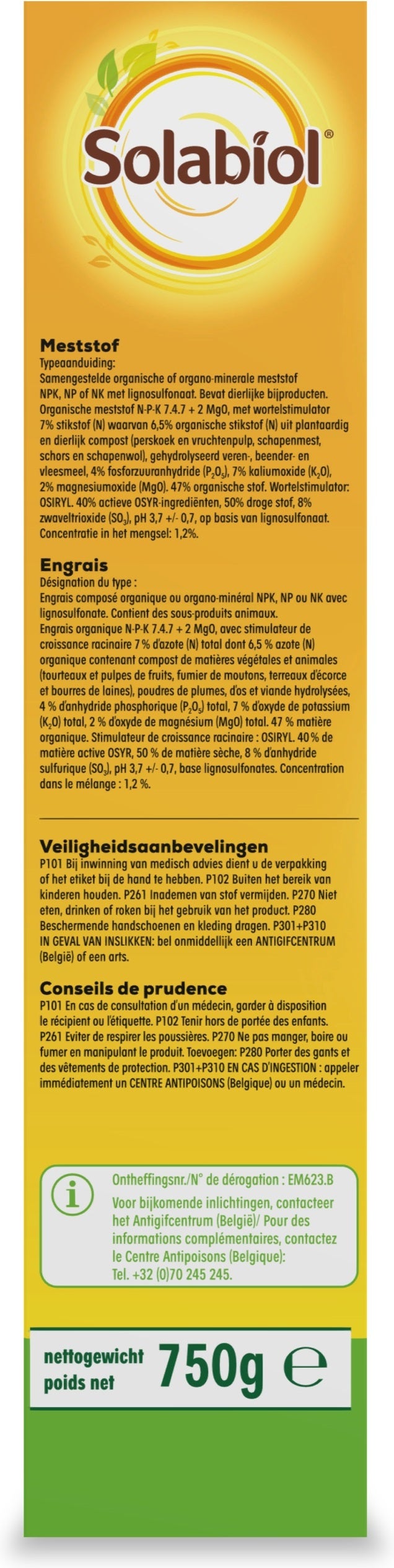 Solabiol Meststof Universeel 750g