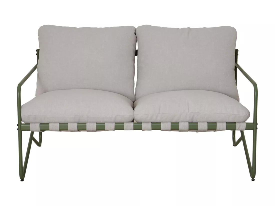 Salon de jardin en acier : un canapé 2 places, 2 fauteuils et une table basse - Vert - MILOPE de MYLIA
