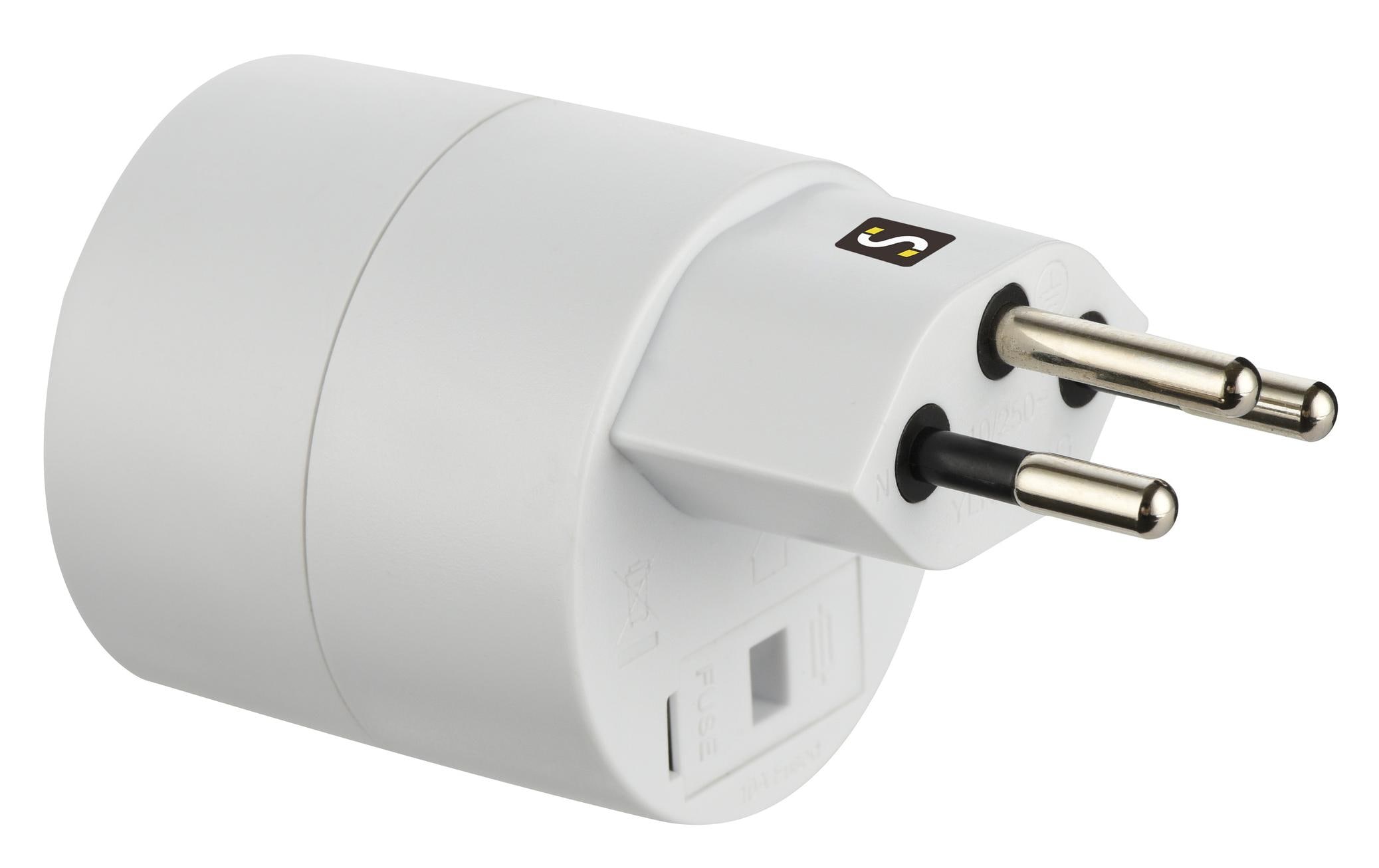 Reiseadapter T12 / Schuko NO BLOCKAdapter zum verwenden von Geräten mit Schuko Stecker an Schweizer Steckdosen