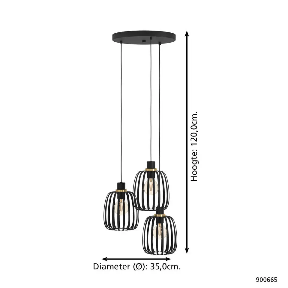 EGLO Pocicas Hanglamp - E27 - Ø 35 cm - Zwart/Goud