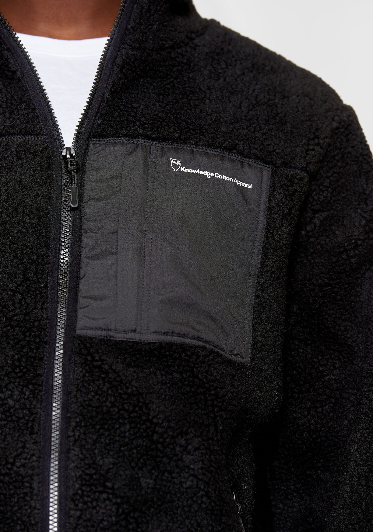 Knowledge Cotton Apparel Fleecejacke Teddy Zip Sweat Black Jet