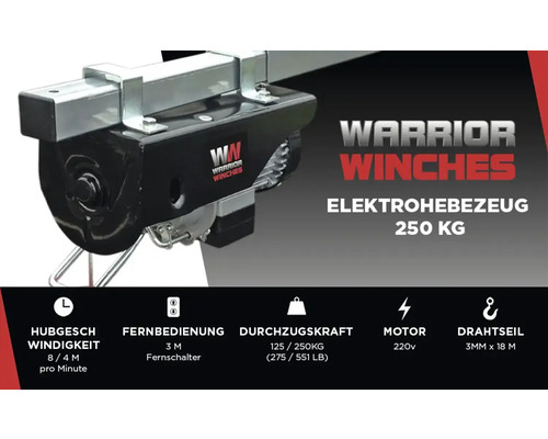Warrior touwtakel 125/250kg 230V