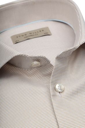 John Miller Overhemd Small Check Beige 5141966-620000 kopen
