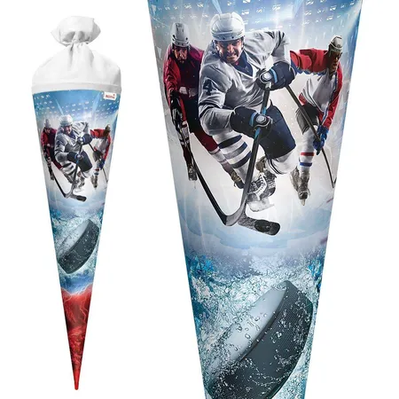 Roth Motiv-Schultüte, Eishockey, 70cm, rund, Rot(h)-Spitze, Filzverschluss